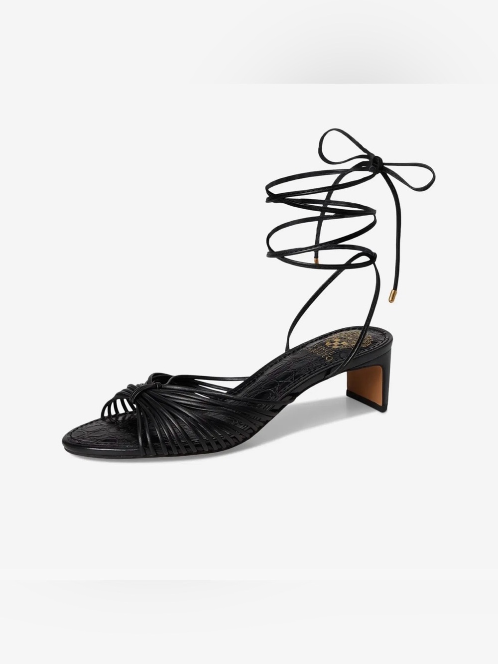 Vince Camuto Black Lory Kitten Heel Sandal w Ankle Laces Size 10